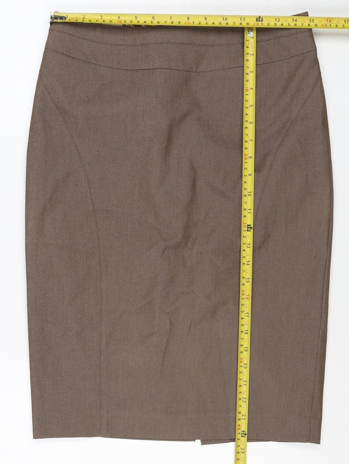 Next Women’s Brown UK 10 Pencil Knee Length Linen Blend Work Skirt