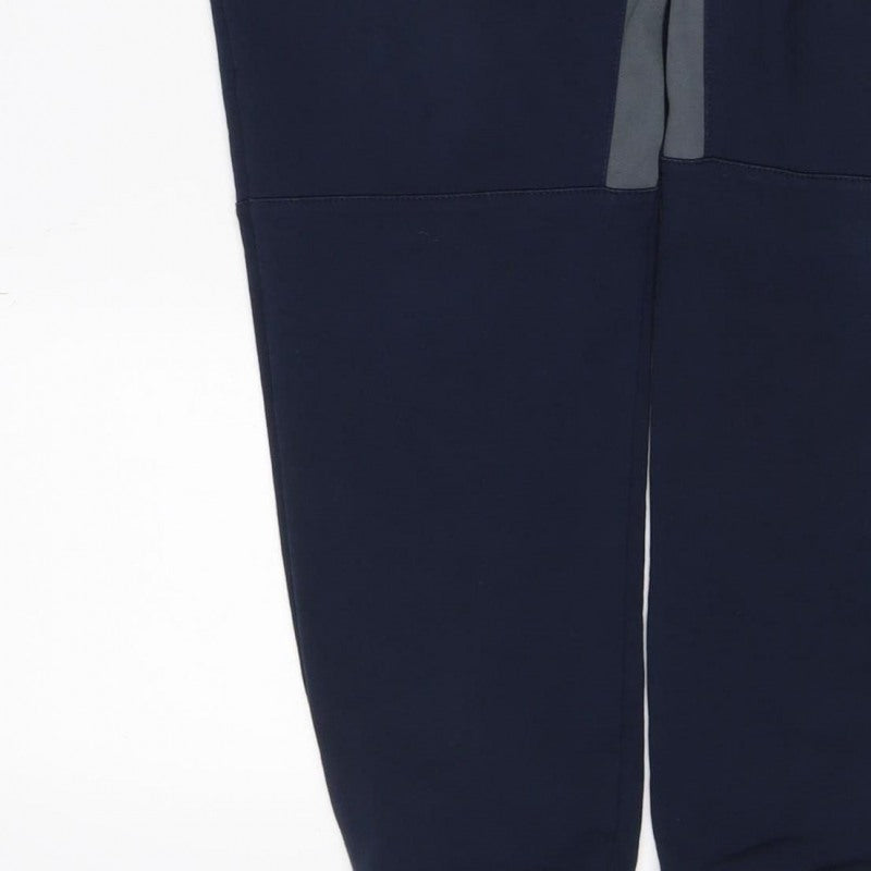 W Mens Blue M Jogger Track Pants Drawstring Reflective Zip Pockets