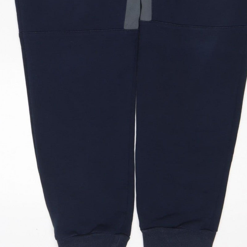 W Mens Blue M Jogger Track Pants Drawstring Reflective Zip Pockets