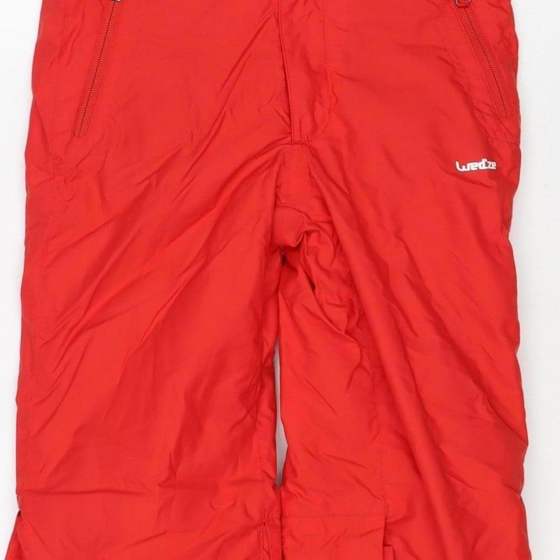 Decathlon Wedze Boys Red Ski Snow Pants Salopettes 8 Years Waterproof