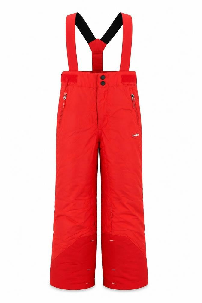 Decathlon Wedze Boys Red Ski Snow Pants Salopettes 8 Years Waterproof