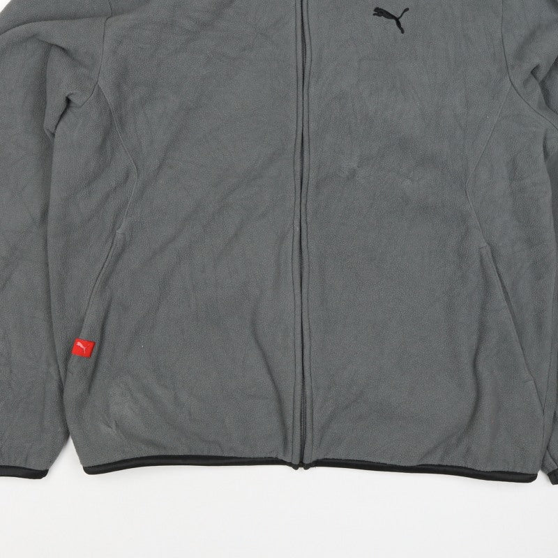 Puma Men's Grey M Full Zip Fleece Jacket Stand-Up Collar Sports Logo