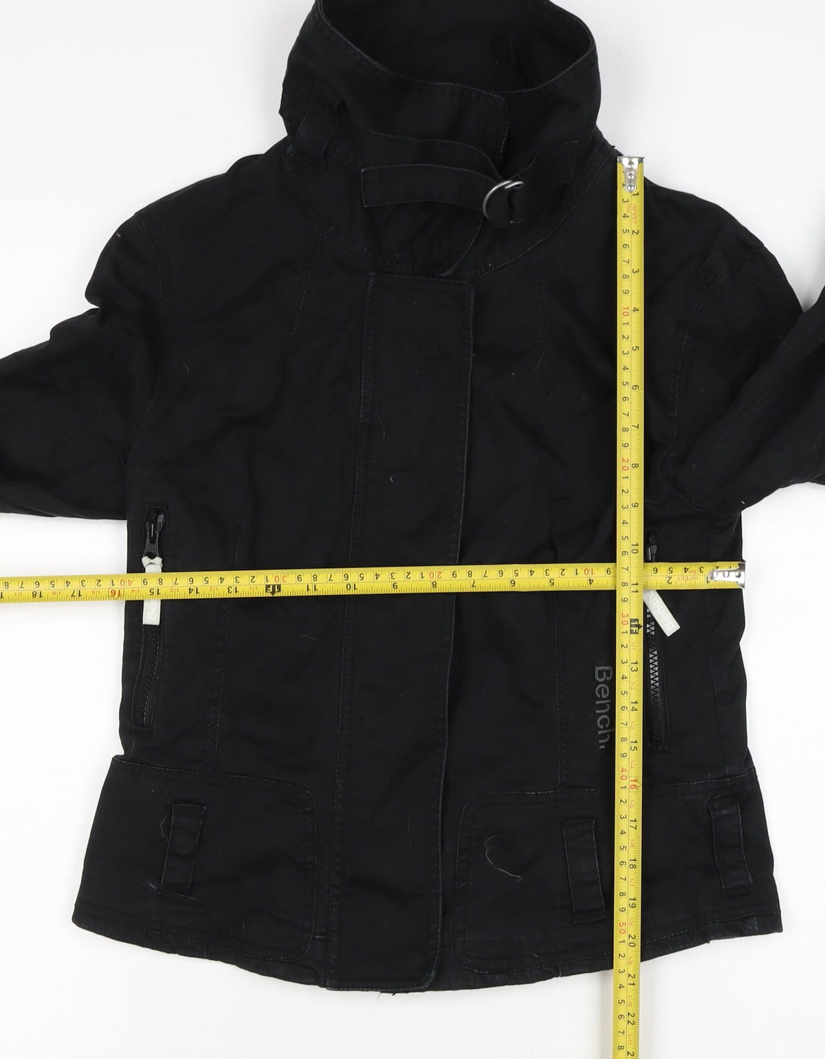 Bench Women’s Black Size S Military Cotton Blend Zip Jacket Pockets