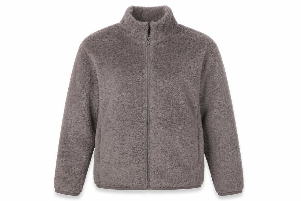 UNIQLO Women Grey S Full Zip Teddy Fleece Basic Jacket