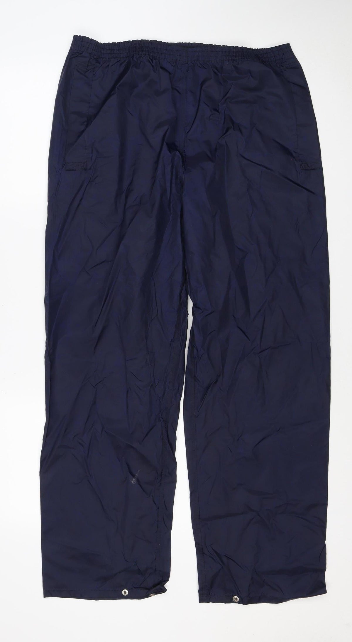 Back view of Regatta Men's Blue S Waterproof Rain Trousers Elastic Waist Outdoor