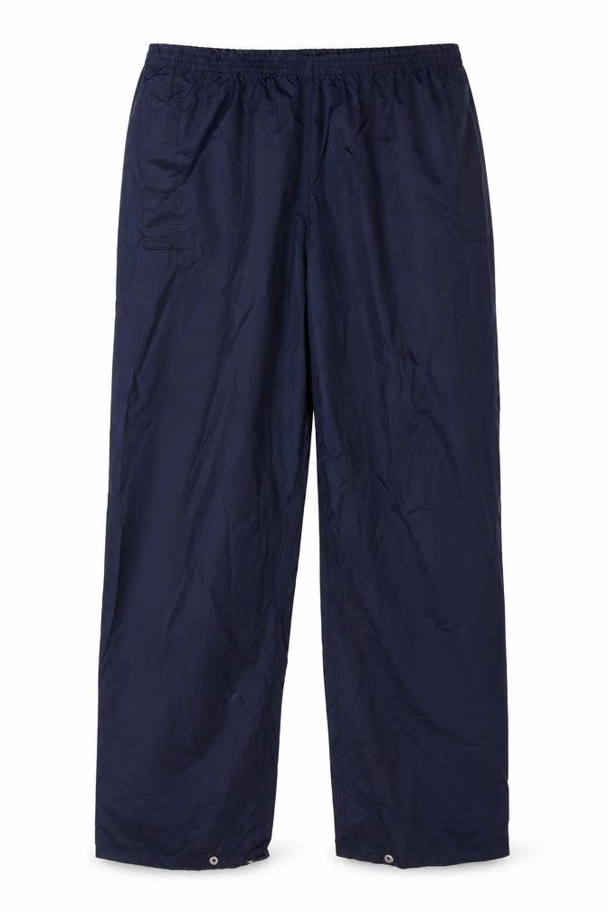 Front view of Regatta Men's Blue S Waterproof Rain Trousers Elastic Waist Outdoor