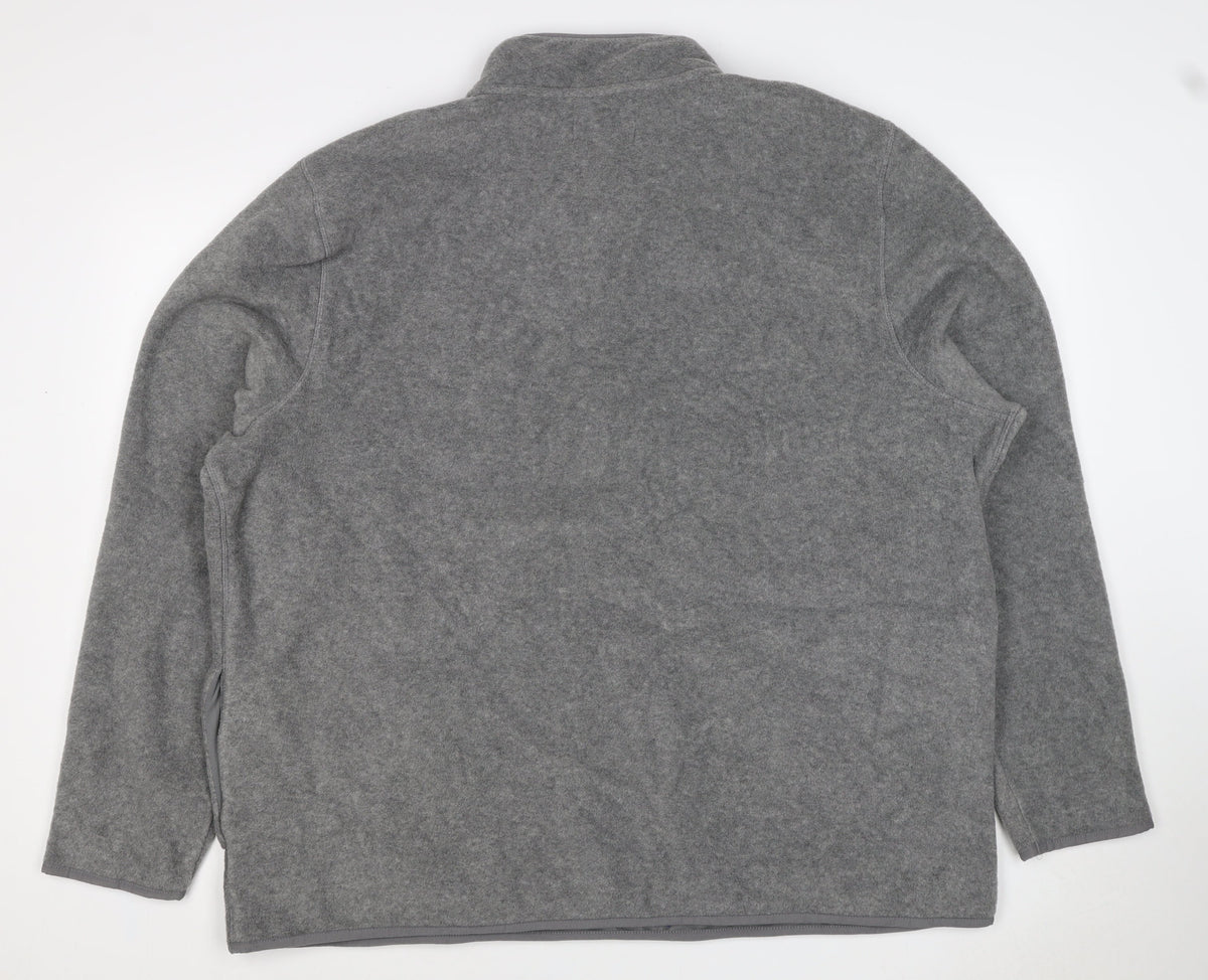 Marks & Spencer Men Grey 3XL Fleece 1/4 Zip Pullover Sweatshirt