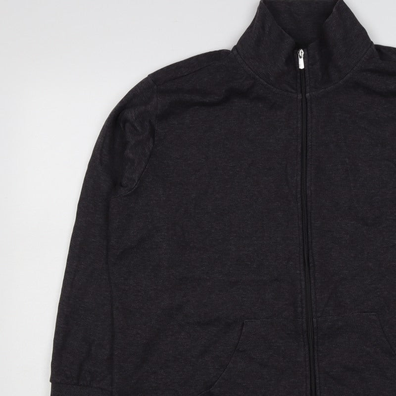 Bench Womens Black M Full Zip High Neck Logo Sweatshirt