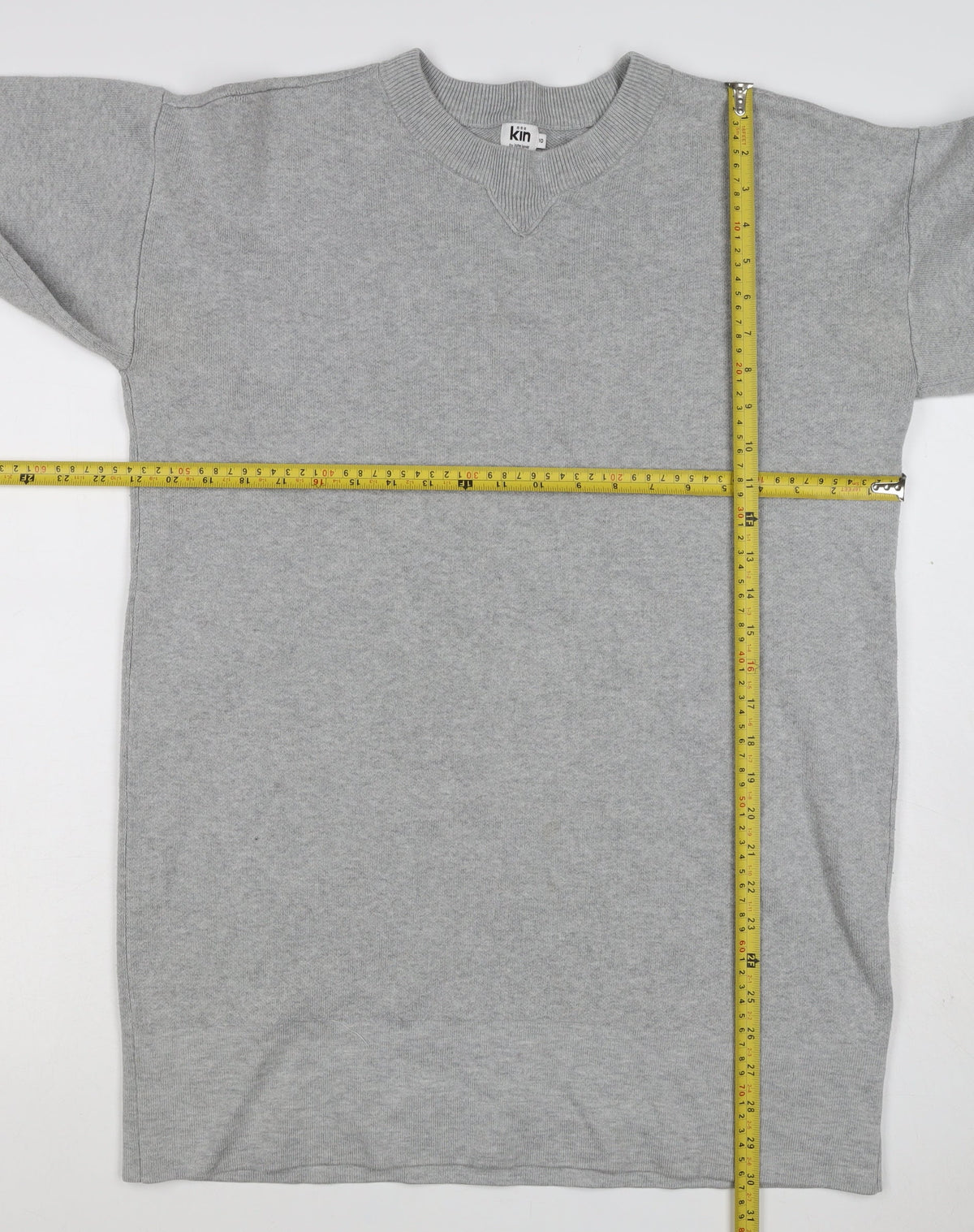Kin by John Lewis Women Grey Size 10 Crew Neck Knit Tunic Jumper