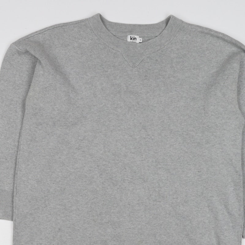 Kin by John Lewis Women Grey Size 10 Crew Neck Knit Tunic Jumper