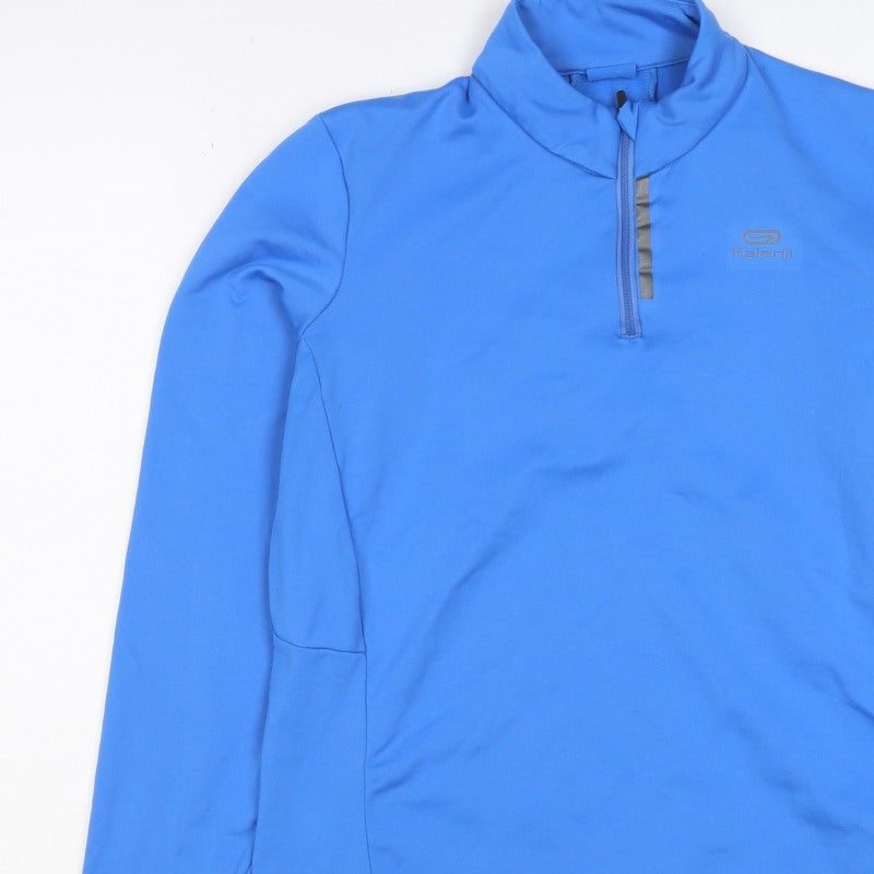 Kalenji Women Blue UK 12 Athletic 1/4 Zip Long Sleeve Running Top