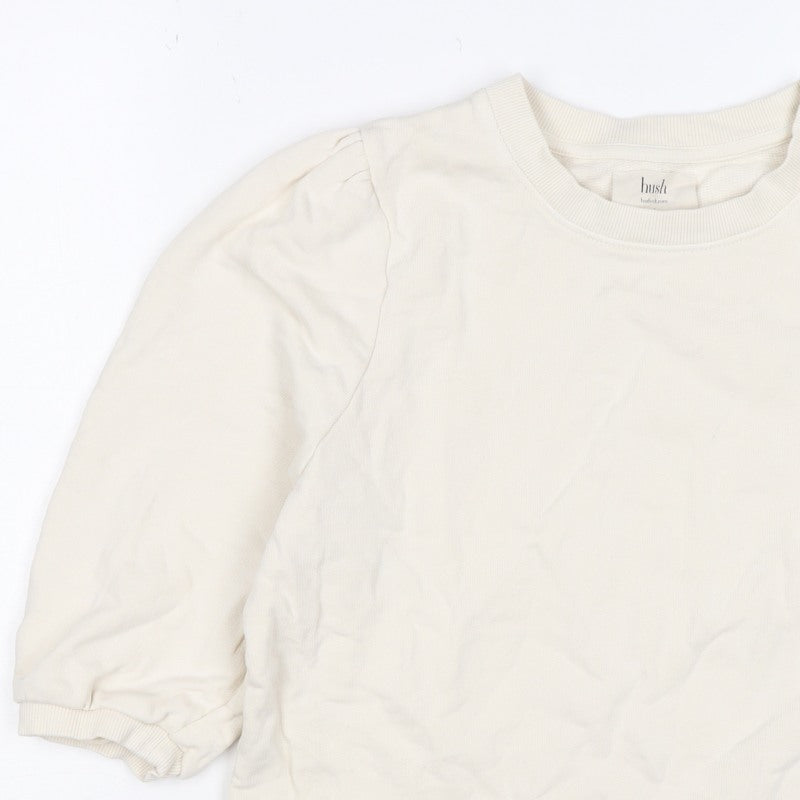 Hush Women’s Ivory S Puff Sleeve Organic Cotton Crew Neck Sweatshirt