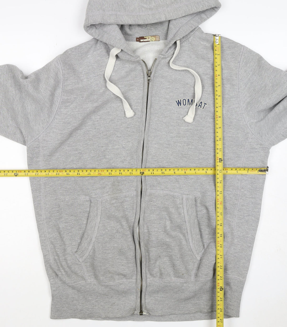 Wombat Men’s Grey XL Full Zip Logo Hoodie Fleece Drawstring Pockets