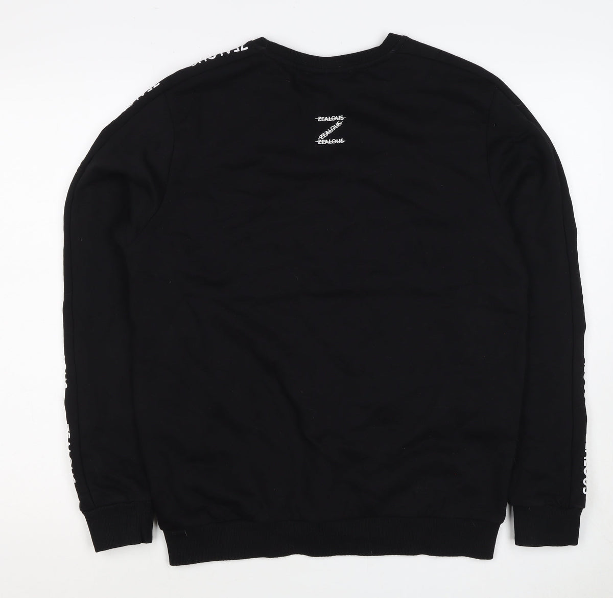 Zealous Men’s Black M Graphic Logo Crew Neck Pullover Sweatshirt