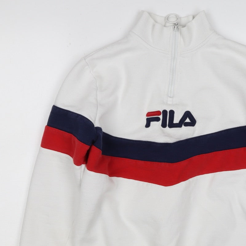 FILA Women’s White XS Colourblock 1/4 Zip Logo Sweatshirt