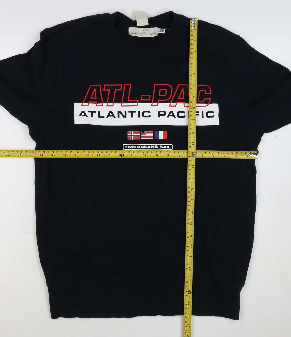 H&M Men’s Black S ATL-PAC Atlantic Pacific Graphic Crew Sweatshirt