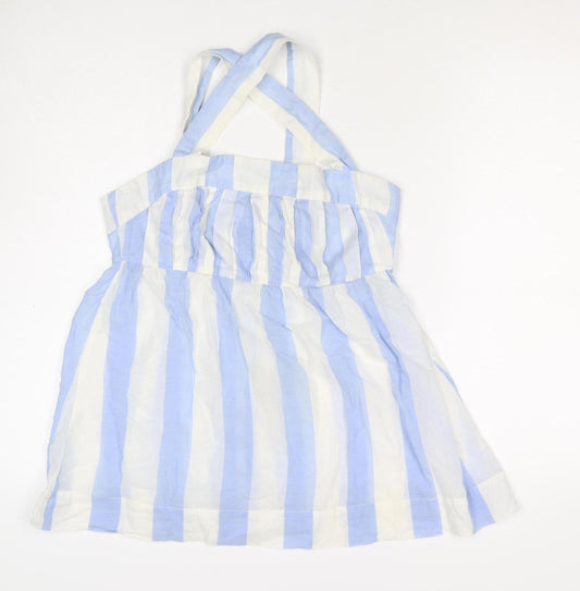 Joules Women Blue White Striped Halter Shirt Dress UK 12 Belted
