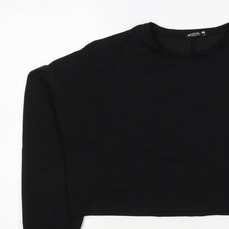 Nasty Gal Women’s Black UK 12 Cropped Pullover Crew Neck Sweatshirt