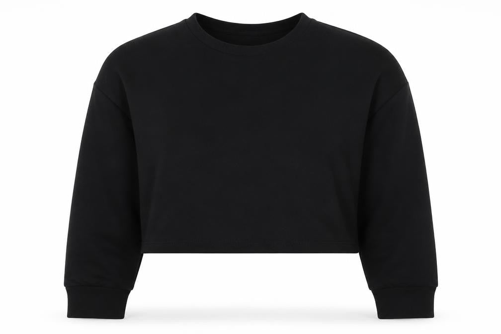 Nasty Gal Women’s Black UK 12 Cropped Pullover Crew Neck Sweatshirt