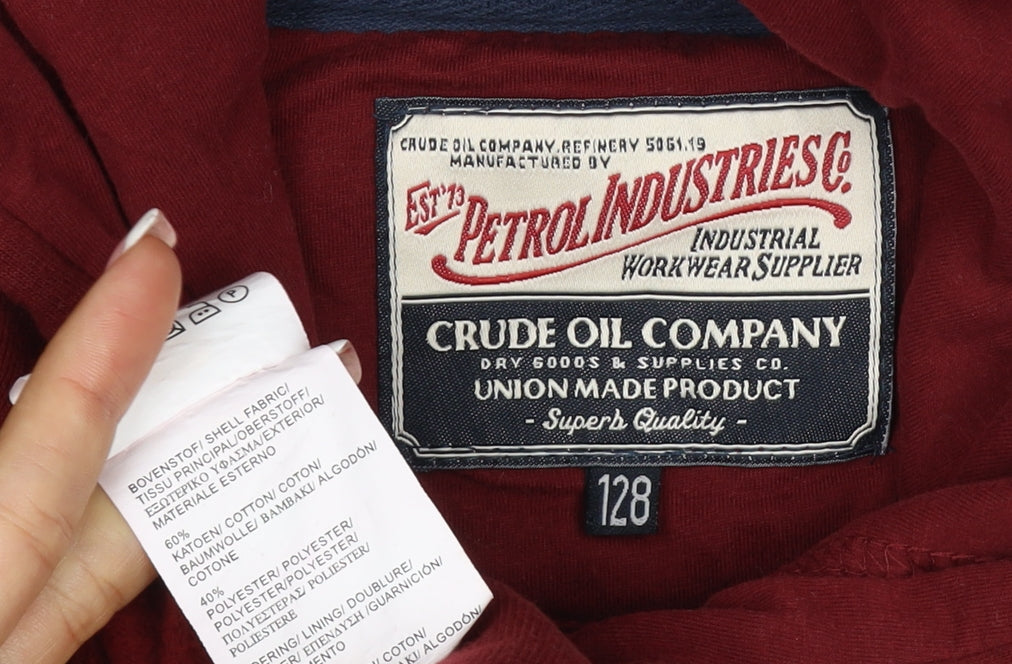 Petrol Industries Boys Red 7-8 Years Pullover Hoodie Graphic Logo
