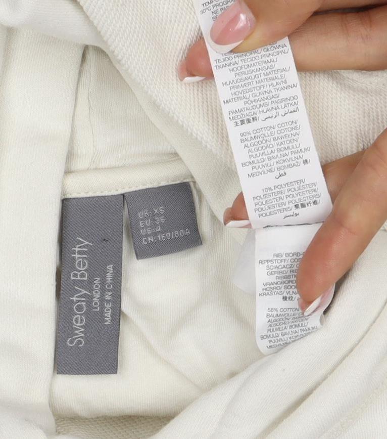 Sweaty Betty Women Ivory XS Pullover Hoodie Raglan Long Sleeve