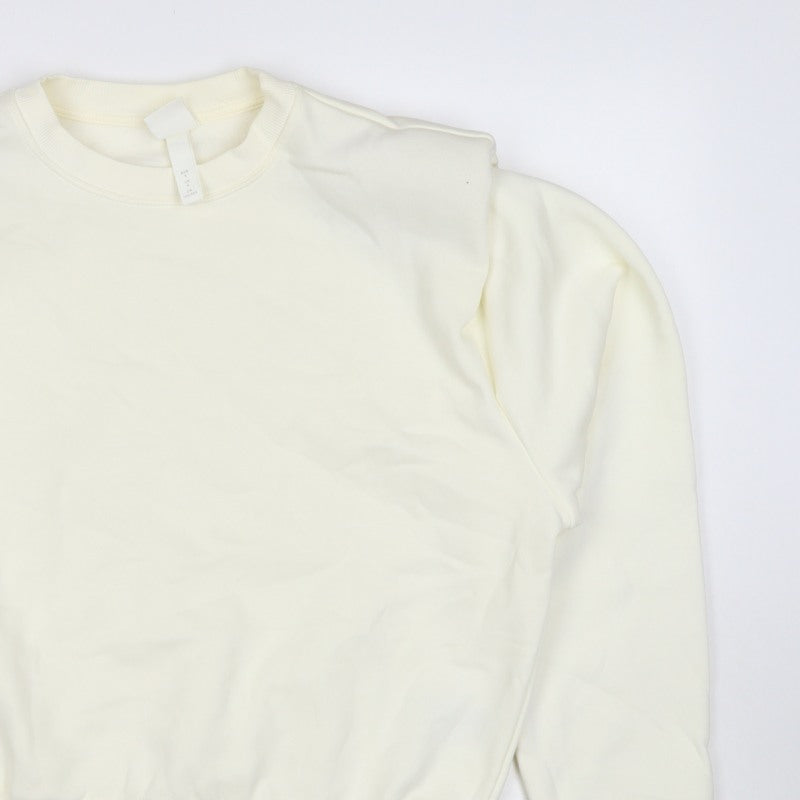H&M Women Ivory S Pullover Crew Neck Raglan Sweatshirt