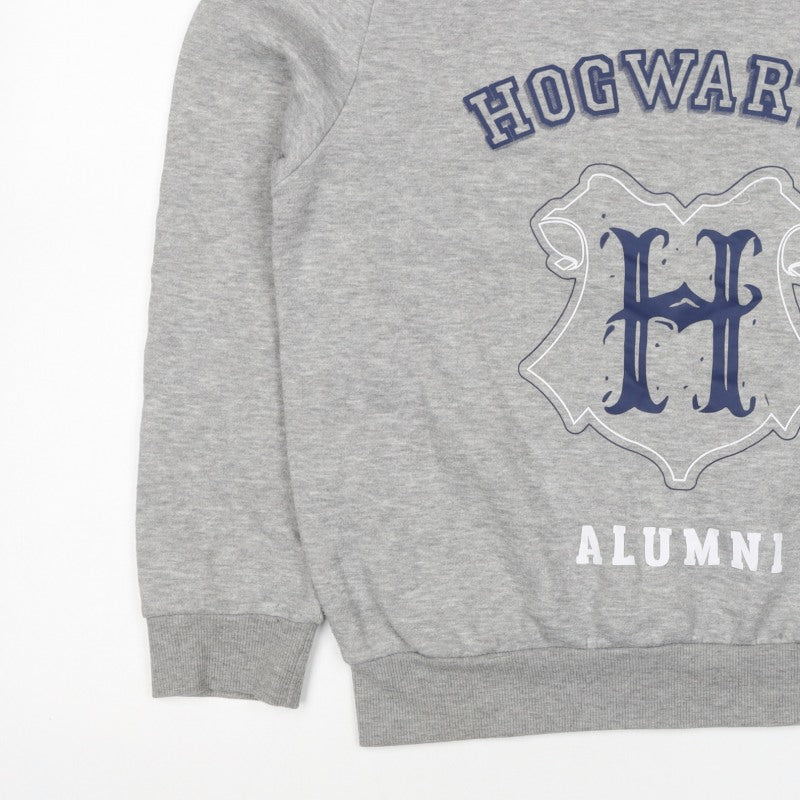 Harry Potter Womens Grey M Hogwarts Alumni Fleece Pullover Sweatshirt
