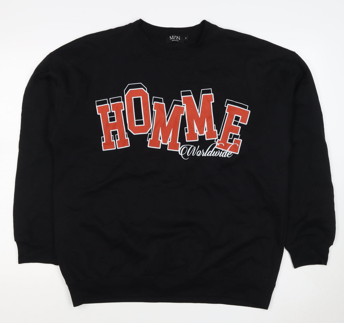 boohooMAN Men’s Black M Home Worldwide Graphic Print Crew Sweatshirt