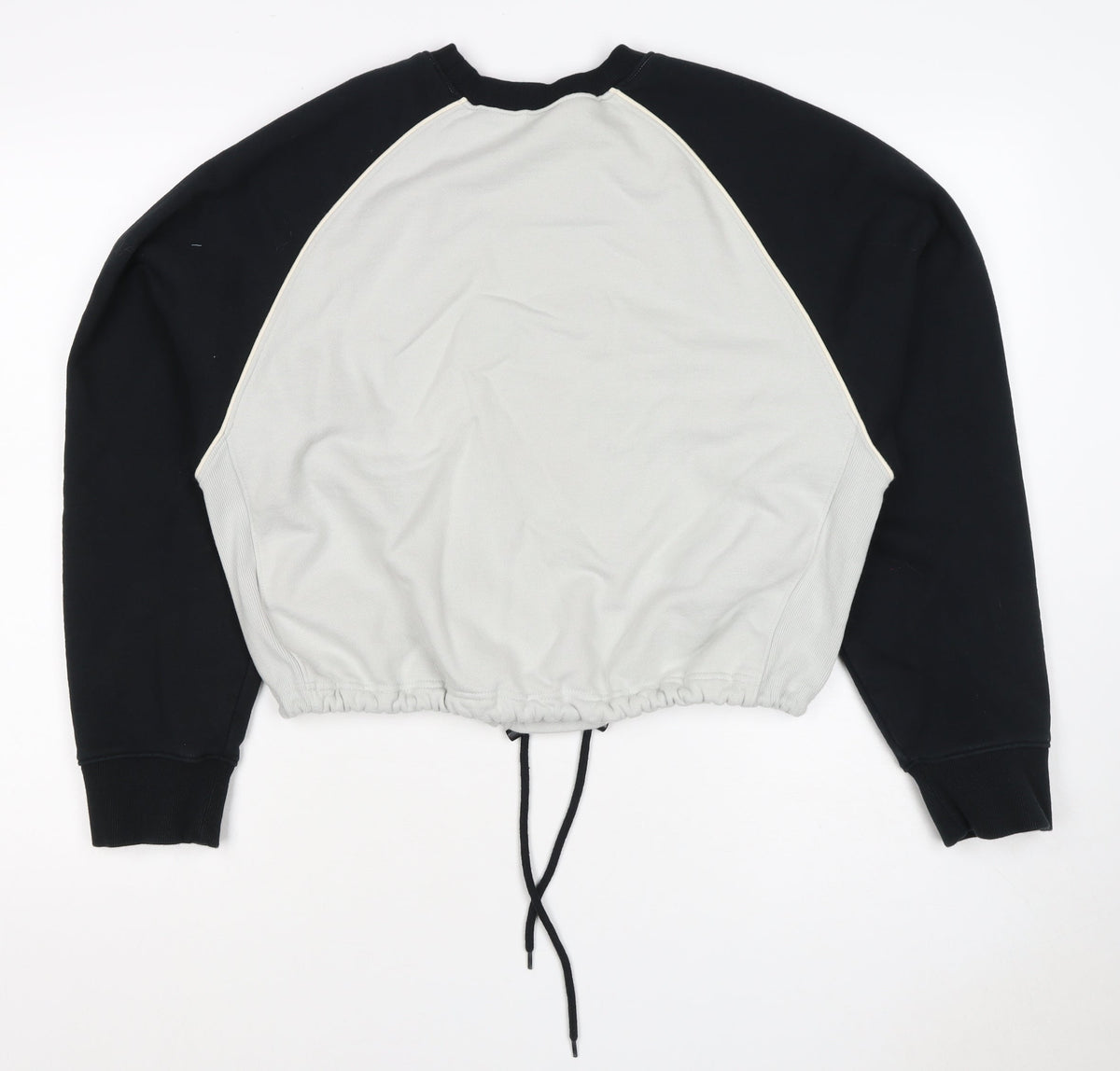 Moussy Women Black White One Size Logo Embroidered Drawstring Sweatshirt