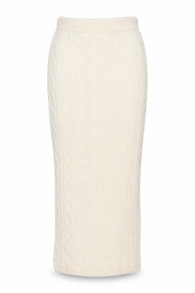Marks and Spencer Women Ivory XS Cable Knit Long Pencil Skirt