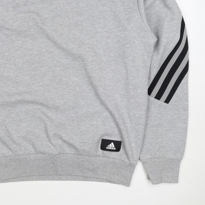 Adidas Men's Grey M Pullover Sweatshirt 3 Stripe Logo Crew Neck