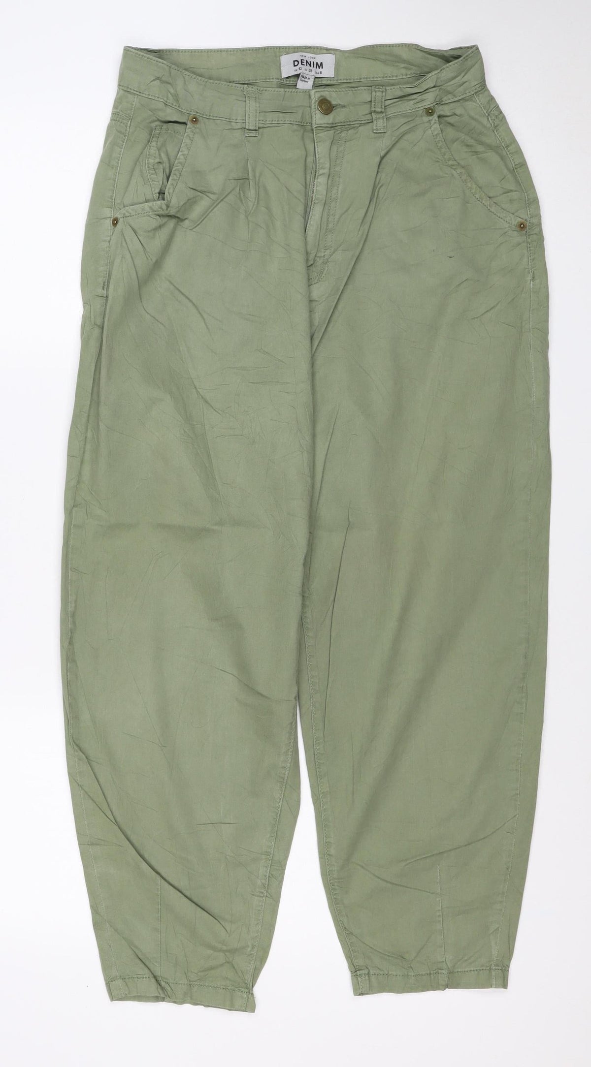 New Look Women Green Cargo Trousers UK 10 Tapered Cuffed