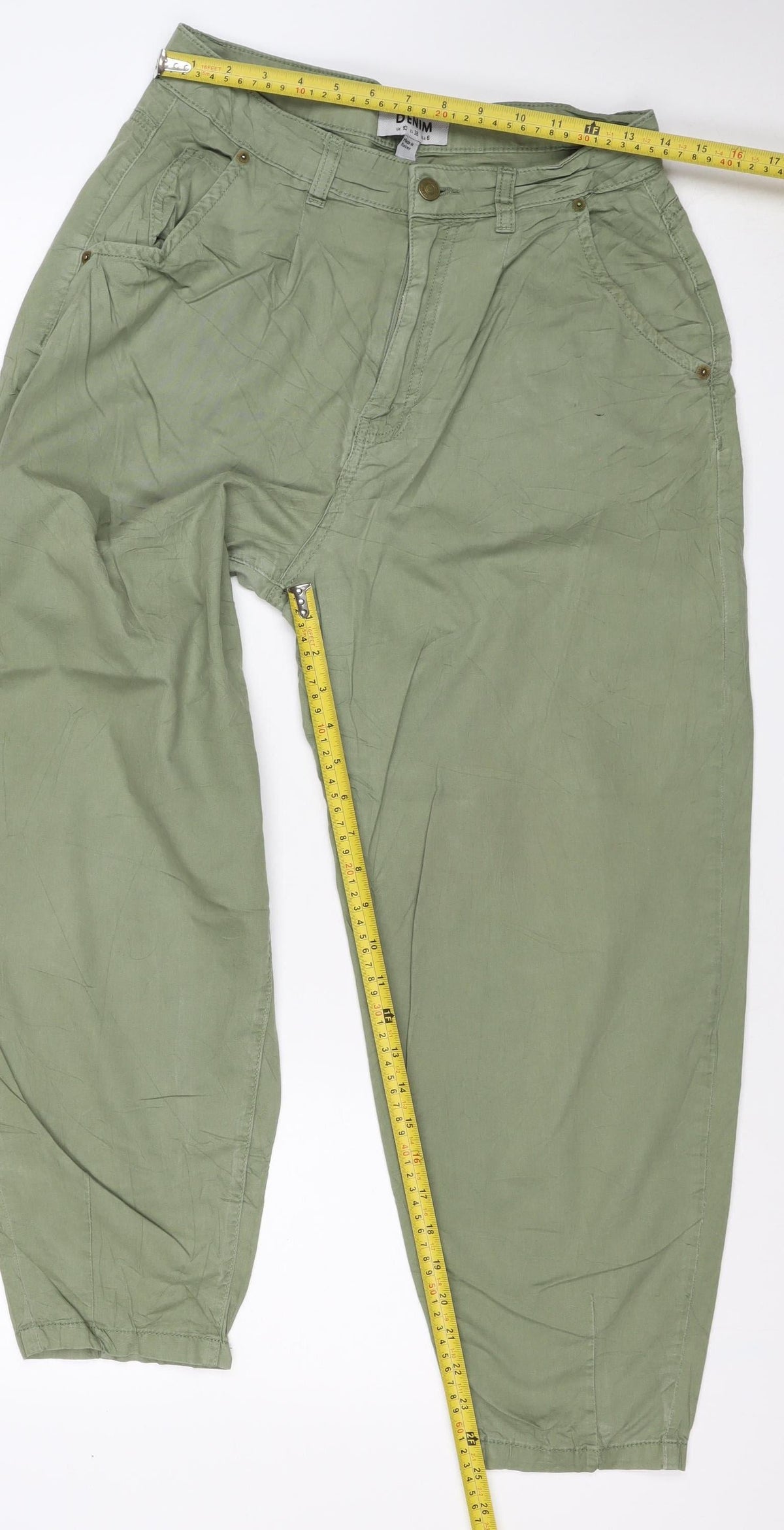 New Look Women Green Cargo Trousers UK 10 Tapered Cuffed