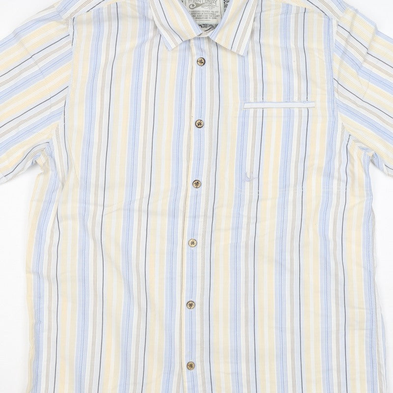 Mantaray Men Multicoloured S Organic Cotton Striped Short Sleeve Shirt