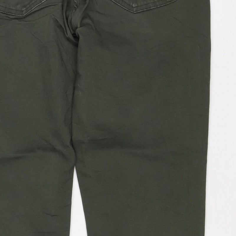 UNIQLO Women Green S Straight Mid Rise Stretch Jeans