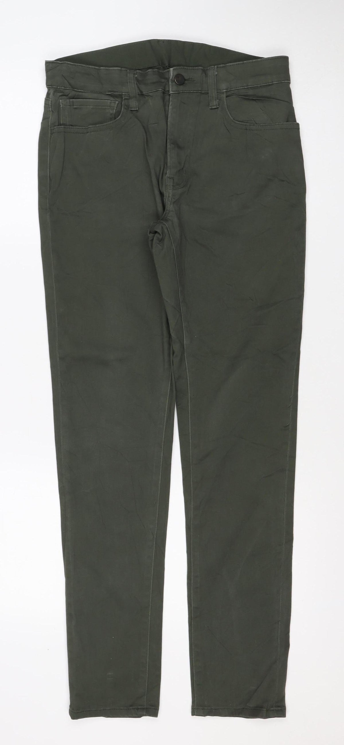 UNIQLO Women Green S Straight Mid Rise Stretch Jeans