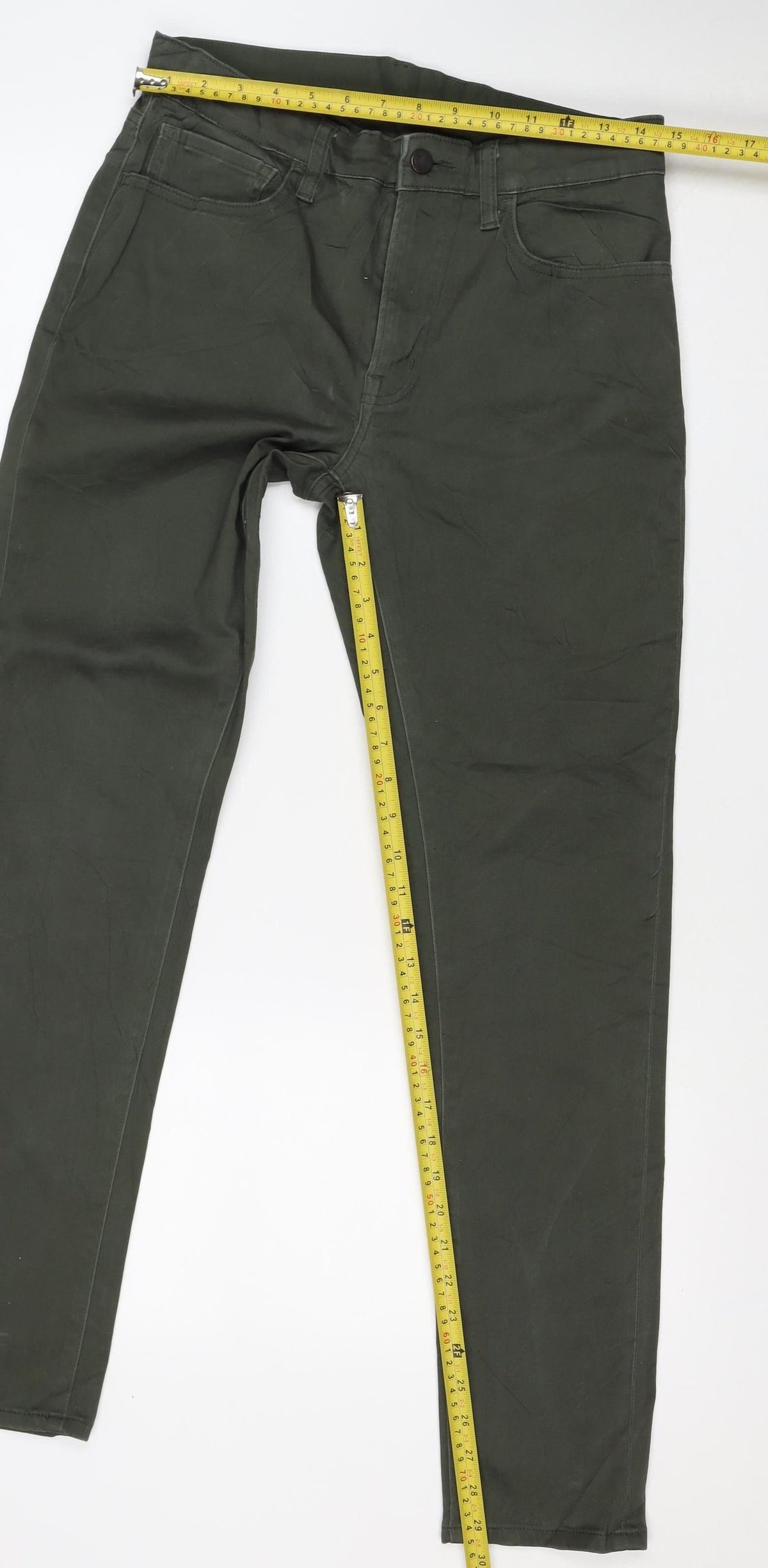 UNIQLO Women Green S Straight Mid Rise Stretch Jeans