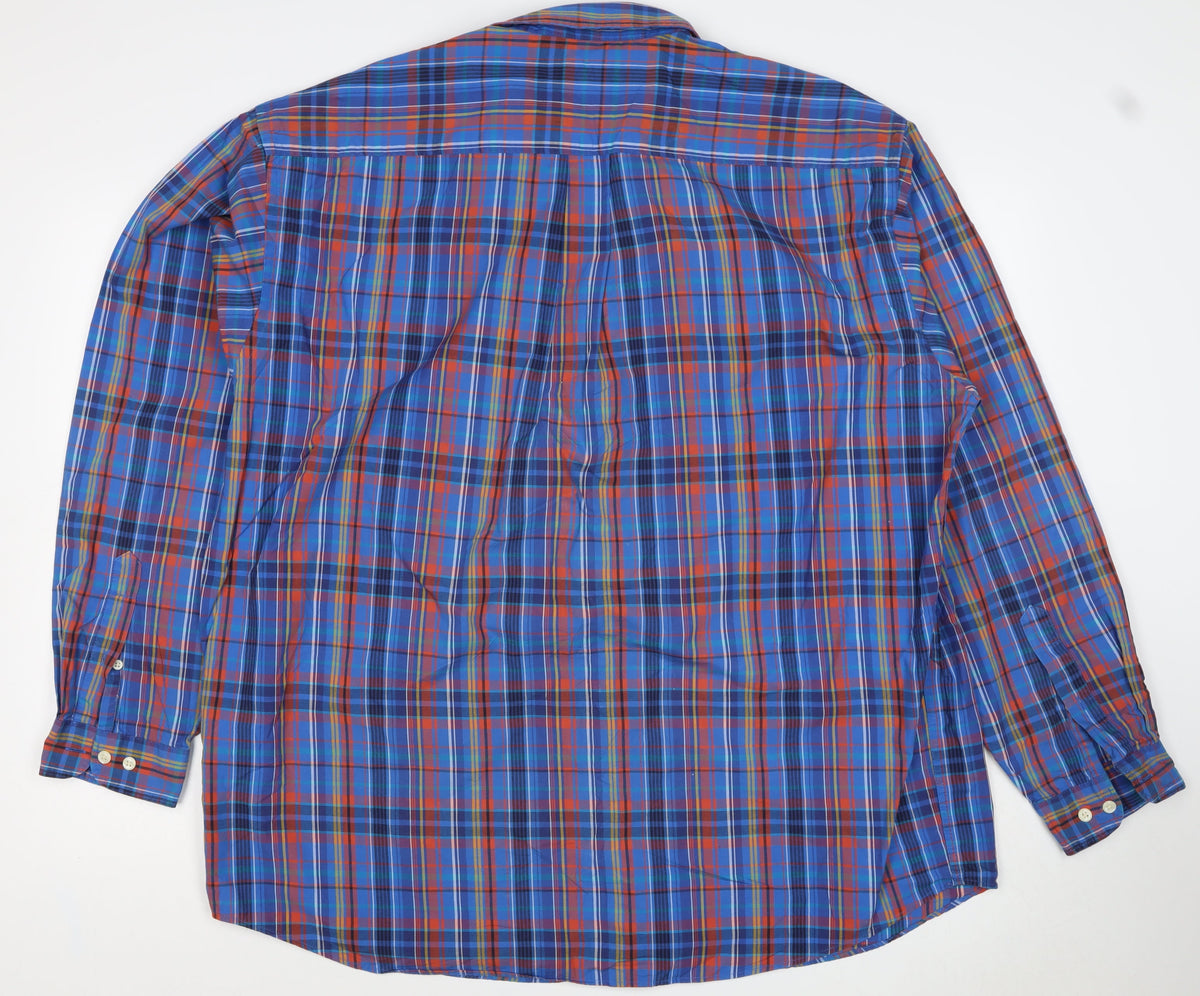 Marks and Spencer Men's Blue XL Classic Plaid Cotton Long Sleeve Shirt
