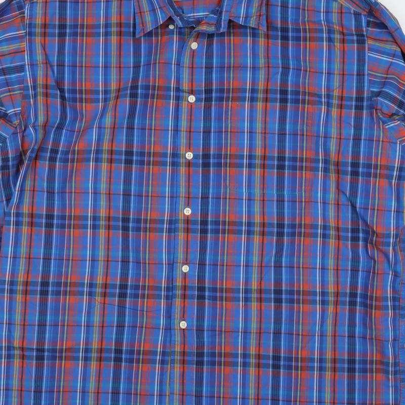 Marks and Spencer Men's Blue XL Classic Plaid Cotton Long Sleeve Shirt