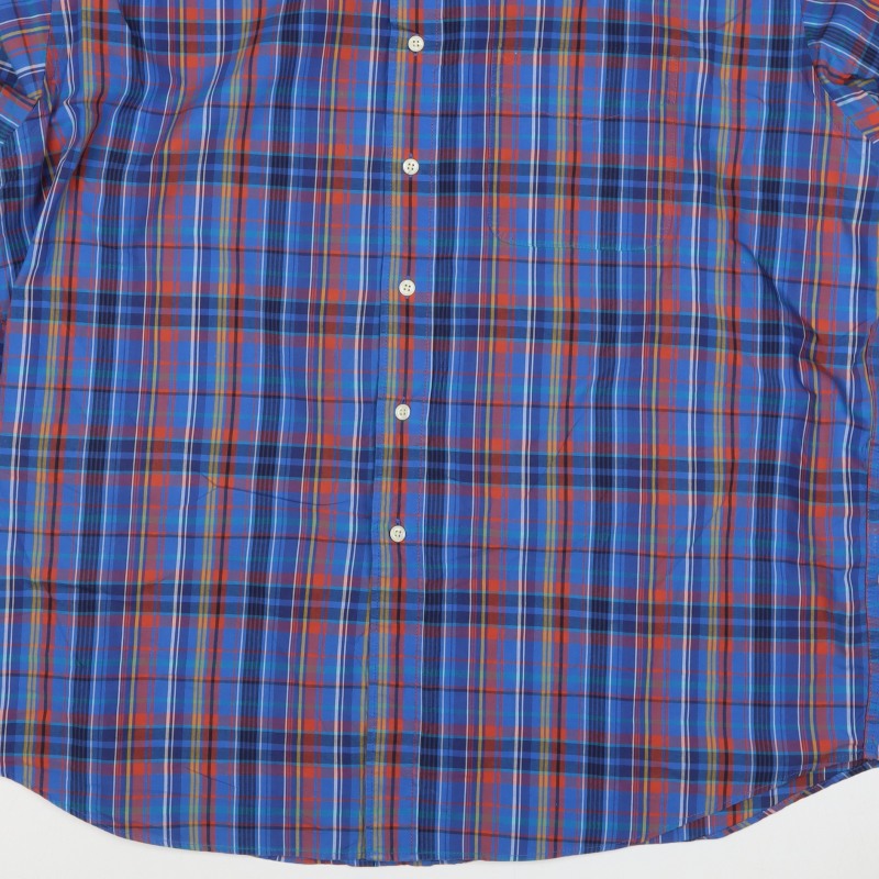 Marks and Spencer Men's Blue XL Classic Plaid Cotton Long Sleeve Shirt