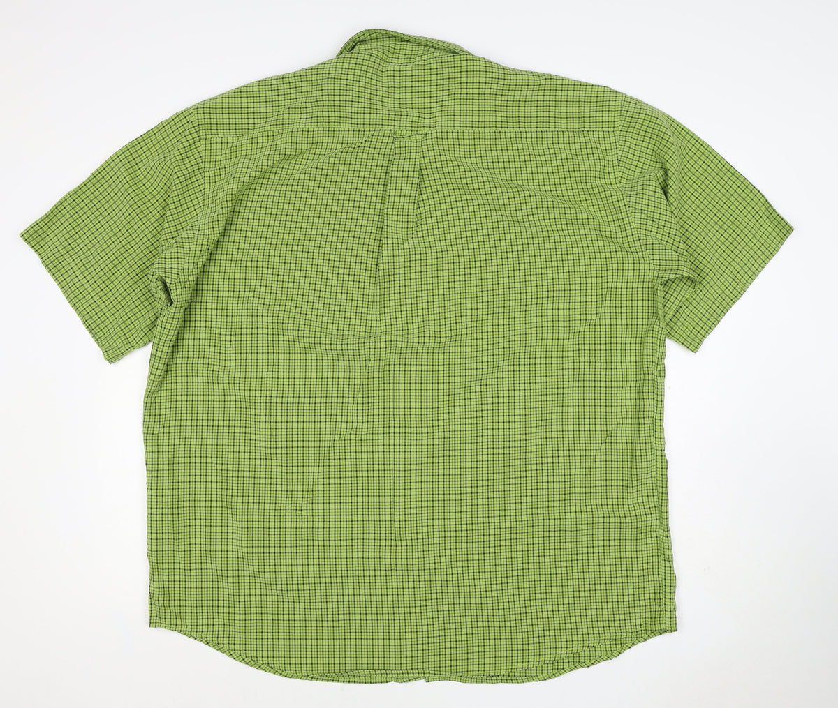 Marks and Spencer Men Green Check XL Short Sleeve Button-Up Shirt
