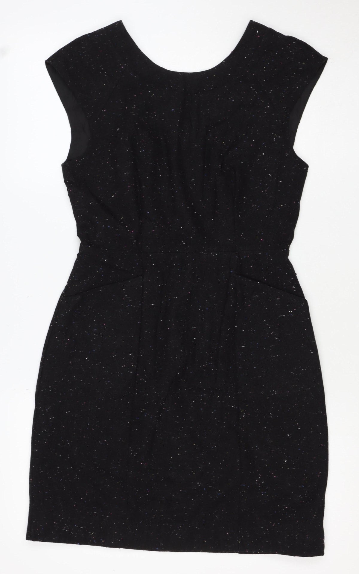 Oliver Bonas Women Black UK 10 Pencil Dress Wool Blend Glitter
