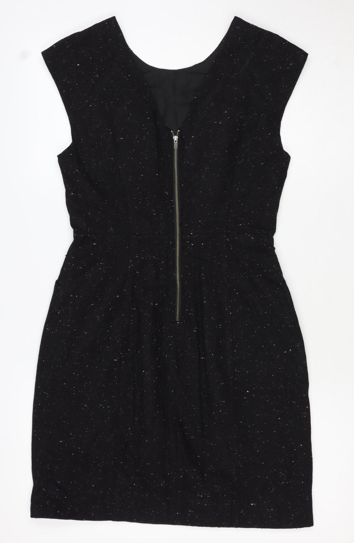Oliver Bonas Women Black UK 10 Pencil Dress Wool Blend Glitter