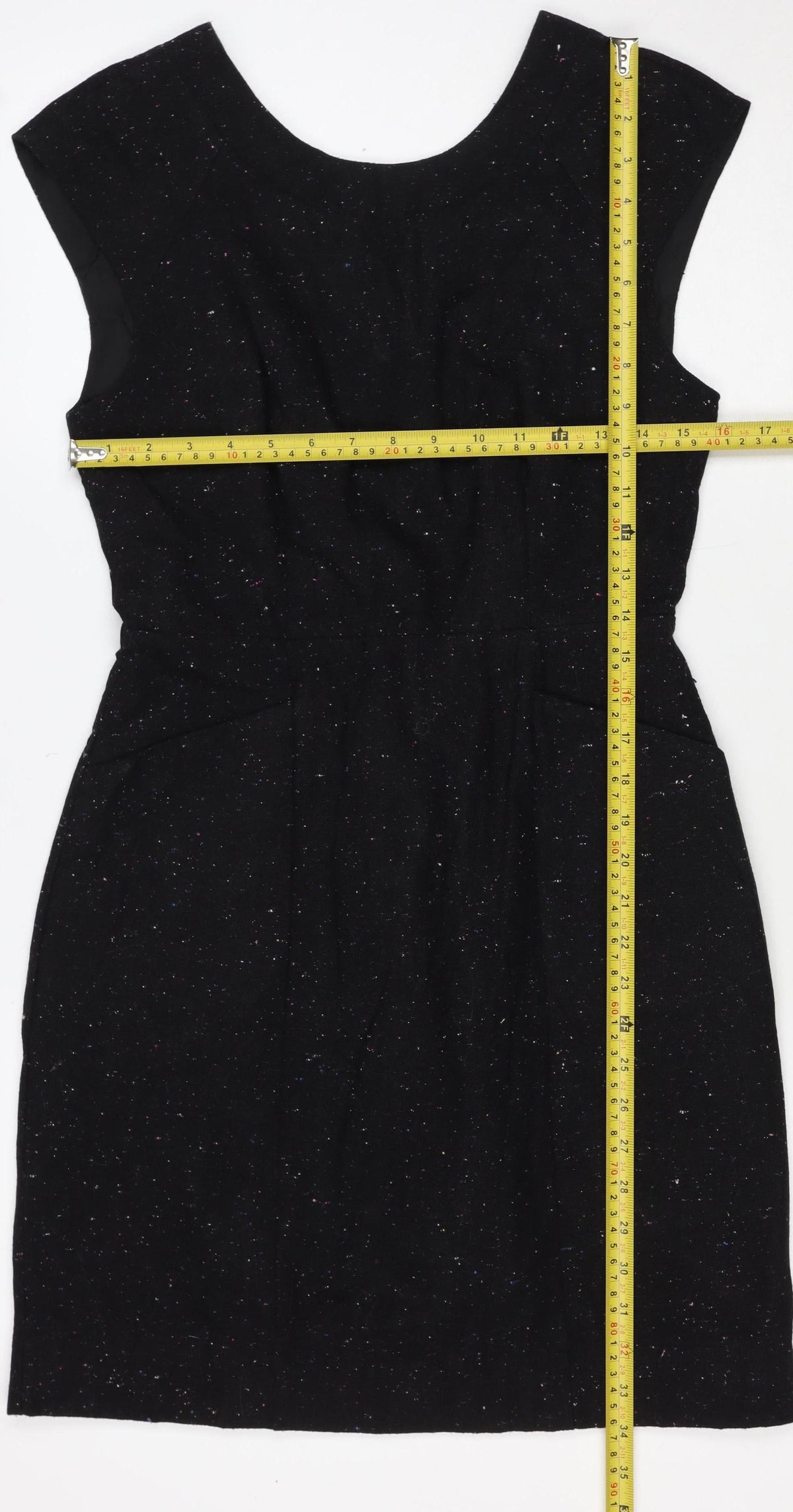 Oliver Bonas Women Black UK 10 Pencil Dress Wool Blend Glitter