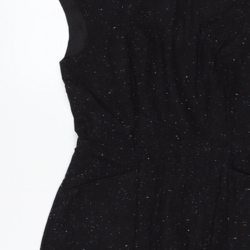 Oliver Bonas Women Black UK 10 Pencil Dress Wool Blend Glitter