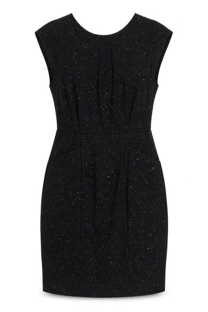Oliver Bonas Women Black UK 10 Pencil Dress Wool Blend Glitter