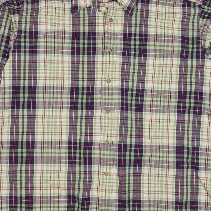 Marks & Spencer Men Green Plaid Cotton XL Long Sleeve Button-Up Shirt
