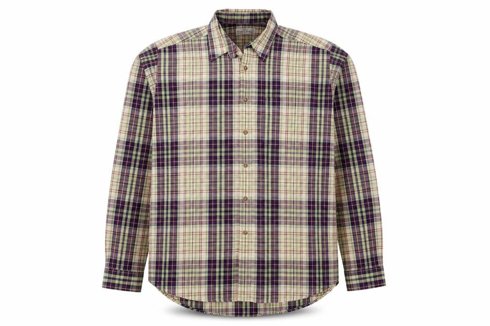 Marks & Spencer Men Green Plaid Cotton XL Long Sleeve Button-Up Shirt