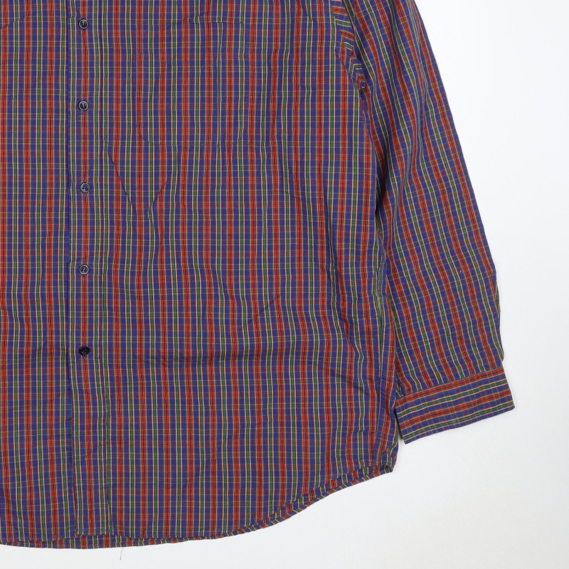 Marks & Spencer Men Multicoloured XL Plaid Cotton Button-Down Shirt