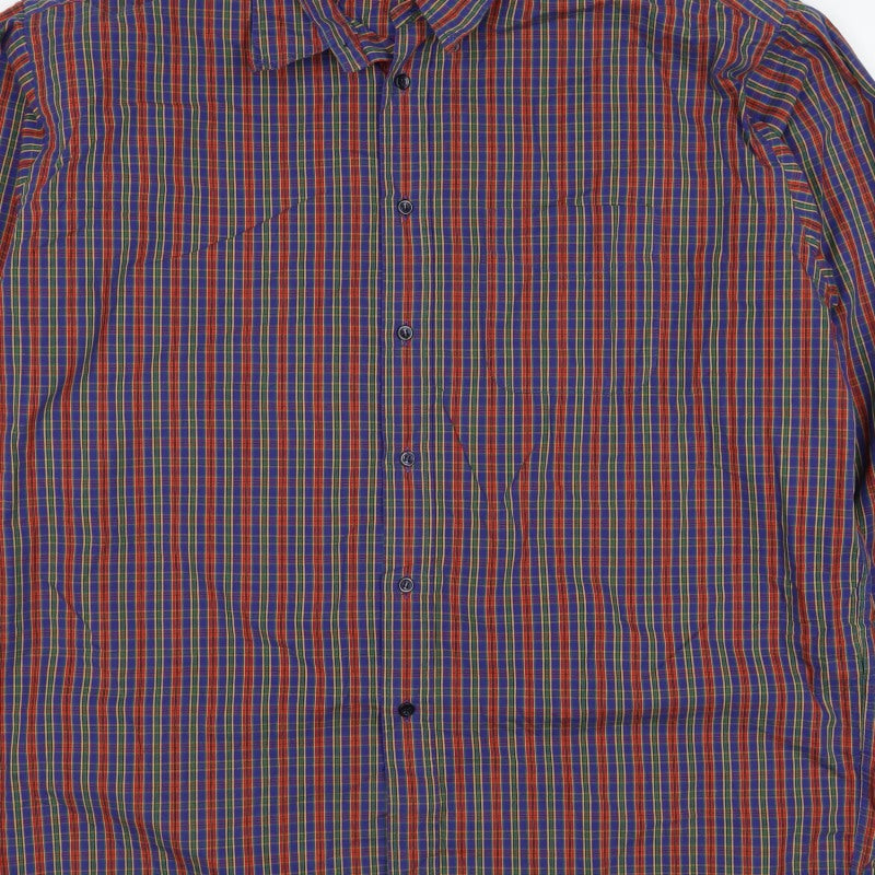 Marks & Spencer Men Multicoloured XL Plaid Cotton Button-Down Shirt